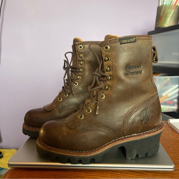 Women’s Chippewa Logger Work Boots Brown 6.5 M - Picture 2 of 8